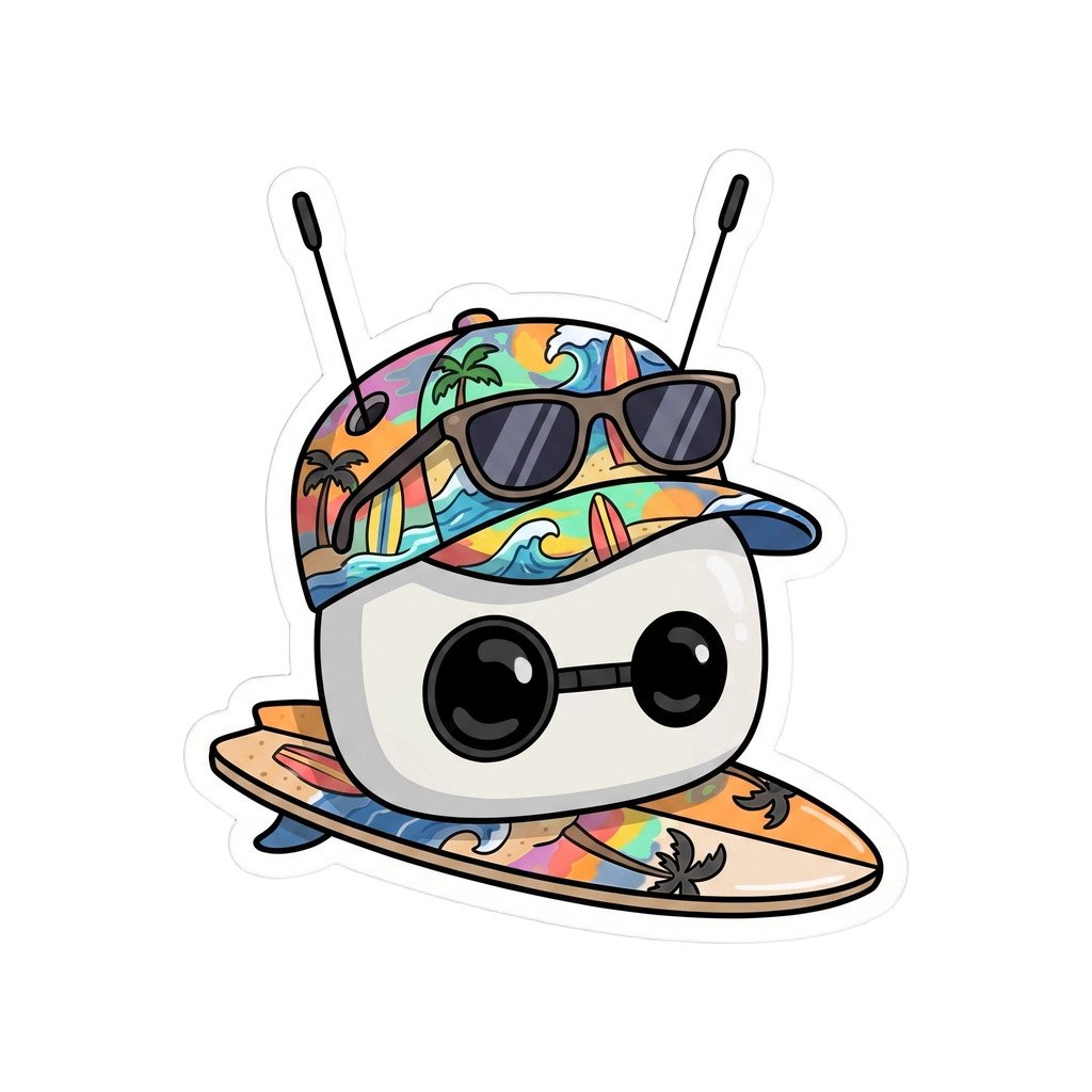 Reachy Mini surfing sticker